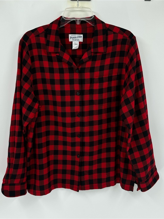Pendleton Tops - Pendleton Virgin Wool Red and Black Buffalo Plaid Button-Down Shirt Sz L